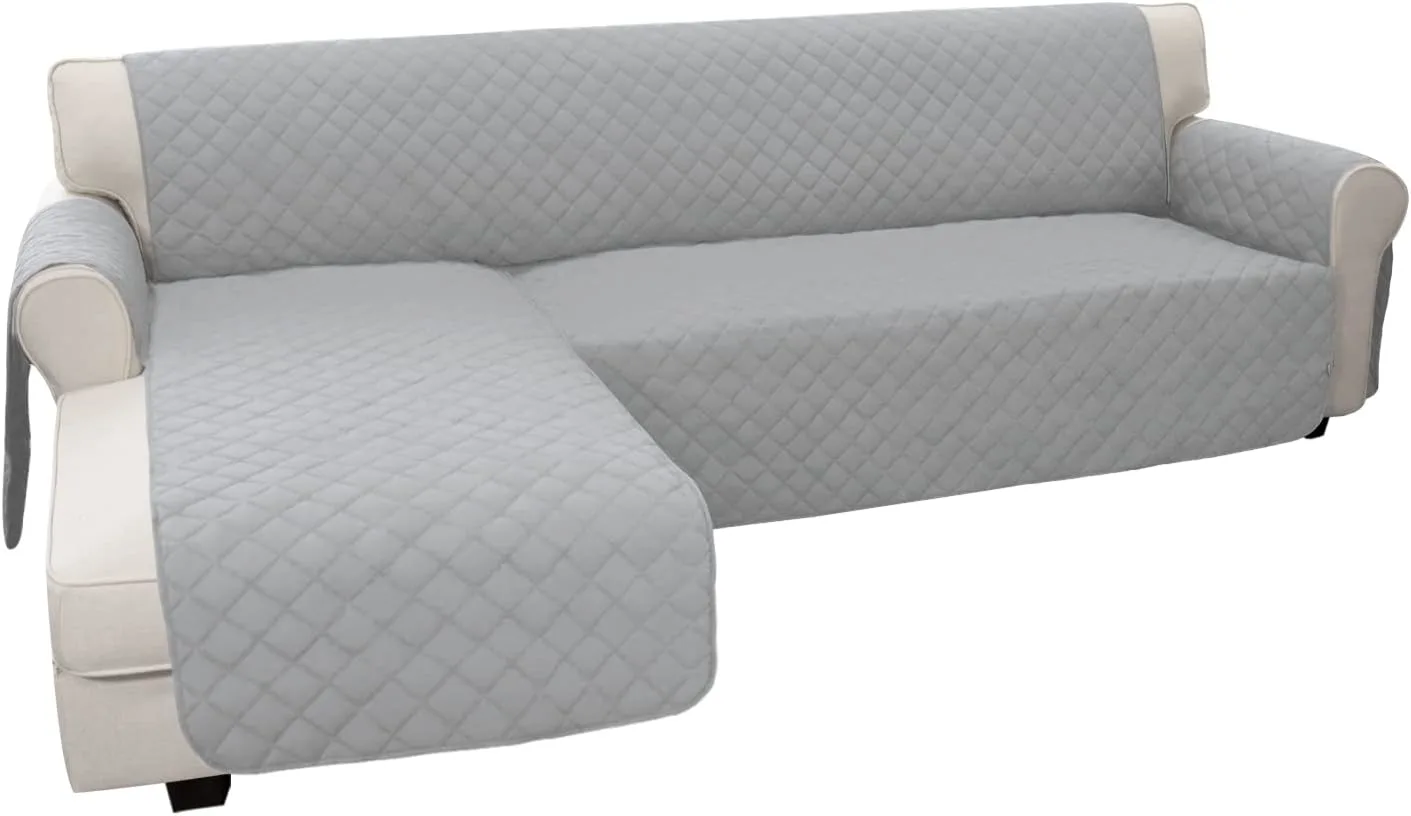 Easy-Going L-shape sofa cover arranged over a sectional couch and chaise