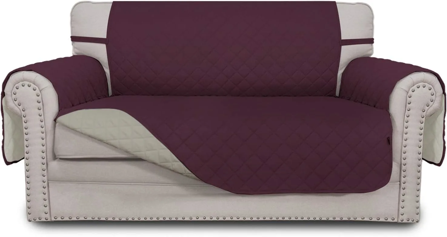 Easy-Going reversible loveseat cover draped across a two-cushion loveseat