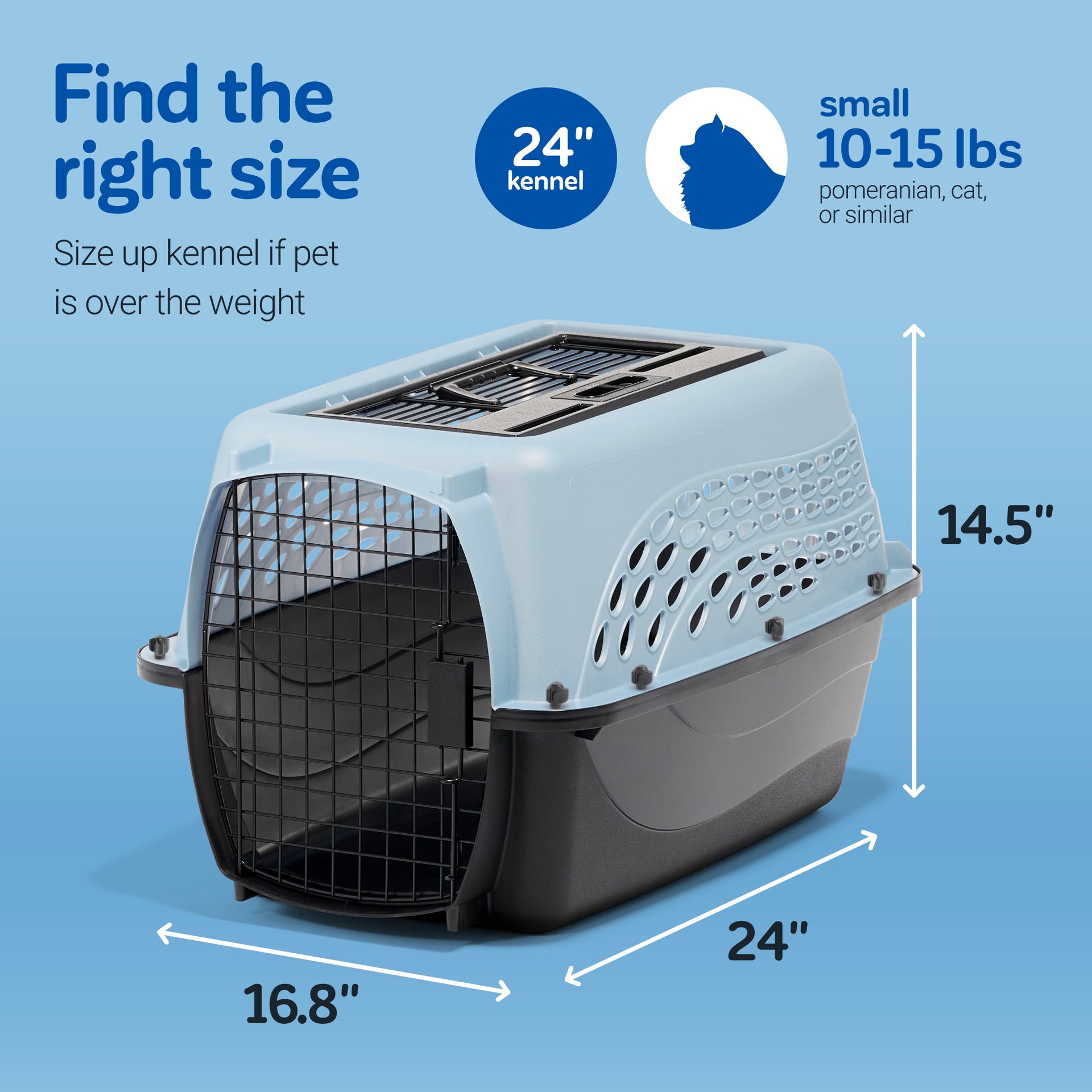 Petmate rigid pet carrier with front and top-loading doors, shown as a practical upgrade option