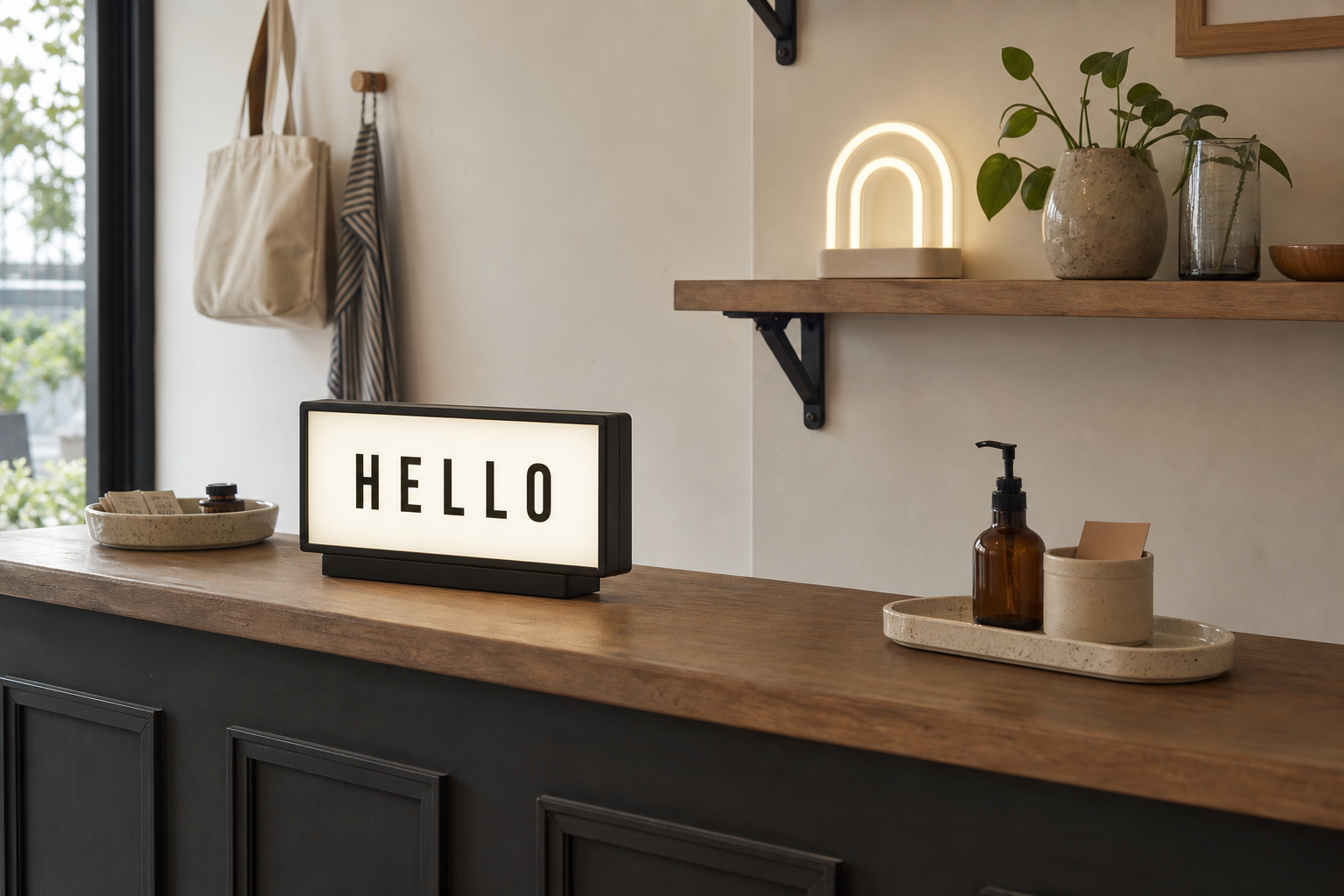 Tabletop and shelf display locations suited to a portable battery-powered sign