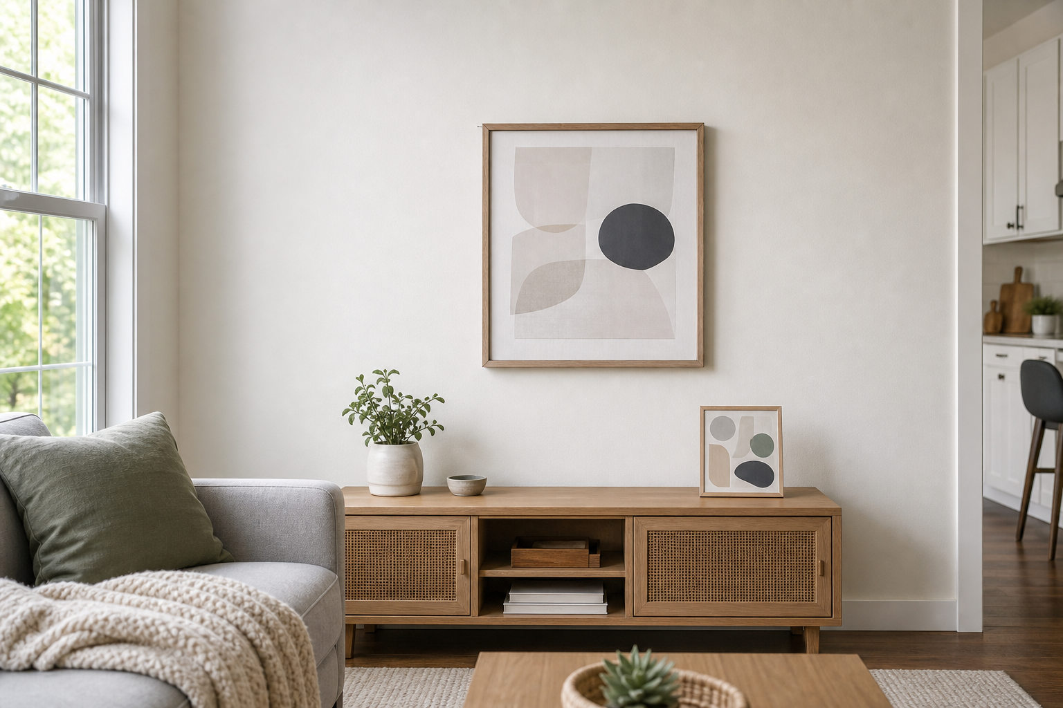 Framed wall decor showing scale and placement in a home interior